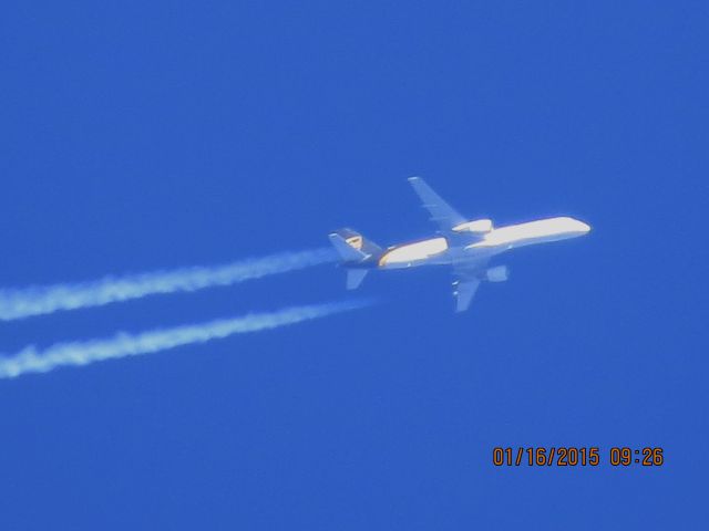 Boeing 757-200 (N409UP) - UPS flight 2859 from PHX to SDF over Southeastern Kansas at 37,000 feet.