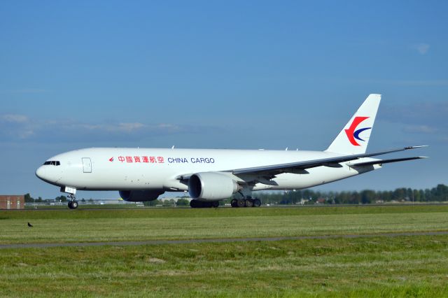 BOEING 777-200LR (B-222J) - China Cargo Airlines Boeing 777-F departing AMS on Polderbaan runway 17.55 hrs (GMT) 09May25