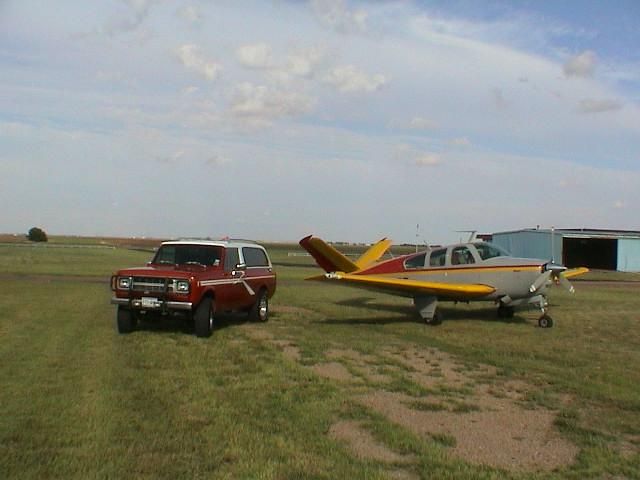 Beechcraft 35 Bonanza (N9138S) - Mark Drake 1976 V35B pictured with is 1980 International Scout