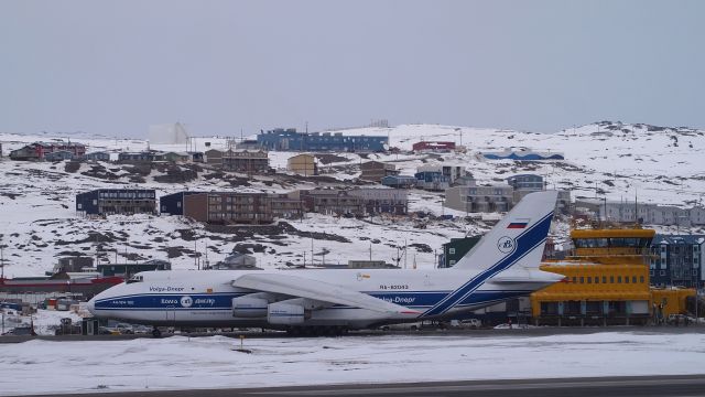 Antonov An-124 Ruslan (RA-82043) - Antonov 124-100 beside the Iqaluit airport terminal.  The RA-82044 was here a few weeks ago. Apparently, there is a fleet of 6.