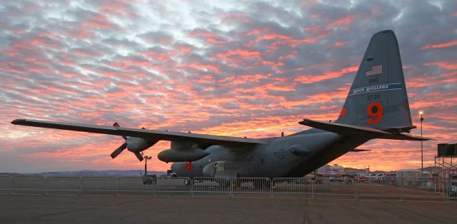 Lockheed C-130 Hercules (93-7311) - The sun is still below the horizon but only moments from coming up in this shot of a NevANG "High Rollers" C-130H (93-7311).