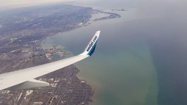 Boeing 737-800 (C-GJLS) - High above the mean streets of Toronto.