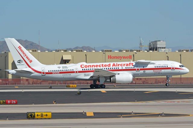 Boeing 757-200 (N757HW) - Honeywells 757-225 N757HW departed from Phoenix Sky Harbor for Fort Lauderdale on September 30, 2017. It carries new Connected Aircraft titles.