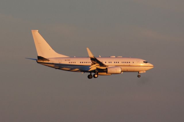 Boeing 737-700 (A6-DAS) - Royal Jet B737-700 arriving to BOS in the last rays of sunlight on 11/06/21. 