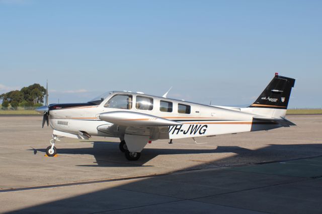 Beechcraft Bonanza (36) (VH-JWG) - Essendon Airport apron.