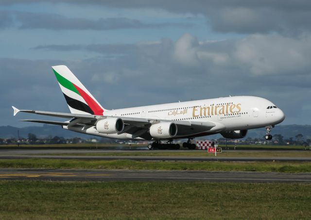 Airbus A380-800 (A6-EEK) - EK A380 touches down on 23L at AKL.