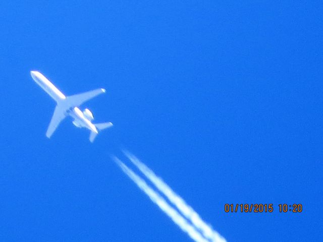 Canadair Regional Jet CRJ-700 (N730SK) - SkyWest Airlines flight 6443 from ORD to OKC over Southeastern Kansas at 38,000 feet.