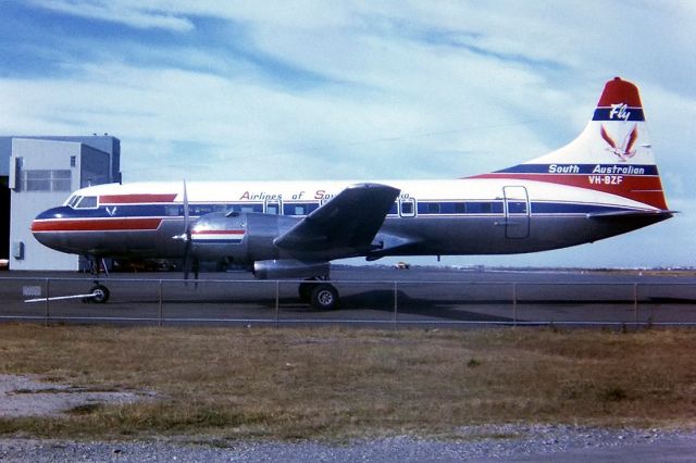 — — - AIRLINES OF SOUTH AUSTRALIA - CONVAIR CV-440-7 - REG : VH-BZF (CN 431) - ADELAIDE INTERNATIONAL AIRPORT SA. AUSTRALIA - YPAD 35MM SLIDE CONVERSION USING A LIGHTBOX AND A NIKON L810 CAMERA IN THE MACR MODE.