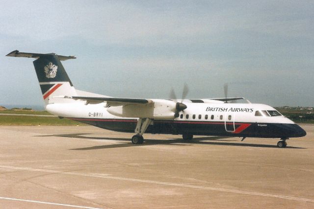 de Havilland Dash 8-300 (G-BRYI) - Taxiing for departure on 10-Jun-94.br /br /Reregistered C-FFBG 24-Jun-05,br /then G-WOWE 3-Mar-06,br /then C-GRUR 4-Sep-12.