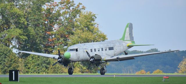 Experimental 100kts-200kts (N34DF) - This photo of the Beach City Baby (N34DF) was taken by me as it landed at the Venango Regional Airport (KFKL) in Franklin, PA 16323 on Saturday afternoon, Oct. 6, 2018, about 1:00 PM.  The Beach City Baby is a partially restored 1942 Douglas DC-3 and it will be hangered at the airport for the foreseeable future. br /br /Bill Pixley