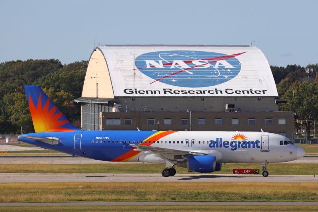 Airbus A320 (N233NV) - AAY9900 from Sarasota/Bradenton Intl (KSRQ) taxiing to park on a sunny autumn Monday afternoon in Cleveland (5 Oct 2020).