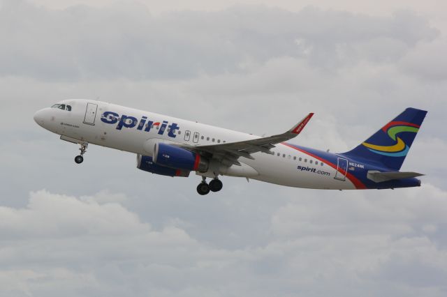 Airbus A320 (N624NK) - Spirit Flight 256 (N624NK) departs Southwest Florida International Airport enroute to Boston Logan International Airport