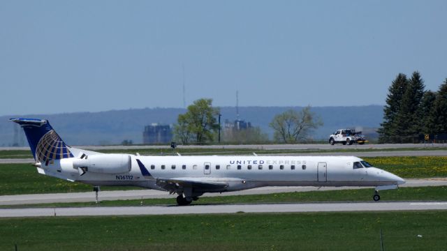 Embraer ERJ-145 (N16112) - Shown here arriving is a United Express Embraer ERJ-145 in the Spring of 2018.