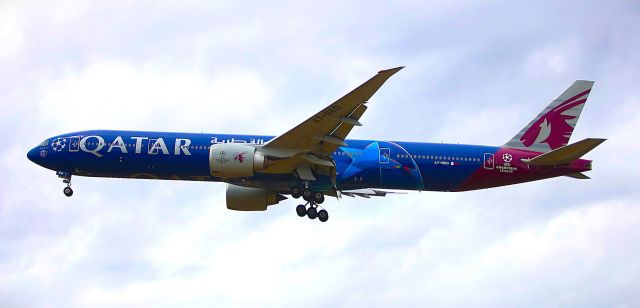BOEING 777-300ER (A7-BED) - DOH  FT14:29  "UEFA Champions League Livery"  6-26-2025