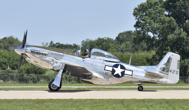 North American P-51 Mustang (N151AM) - Rolling out on landing at Airventure 2017.