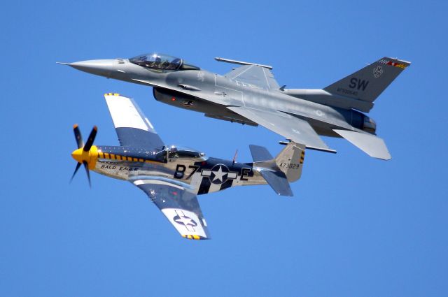 Lockheed F-16 Fighting Falcon (93-0540) - Heritage Flight with the North American P-51D "Bald Eagle" and USAF F-16C