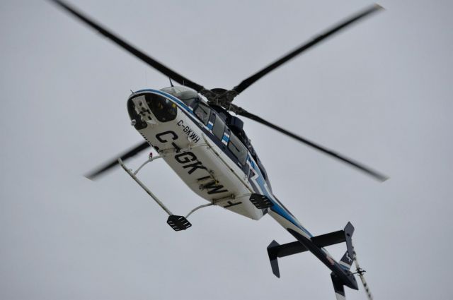 C-GKWH — - C-GKWH Bell 407 Serial No:53602 landing at Woodwards Aviation Goose Bay, NL.