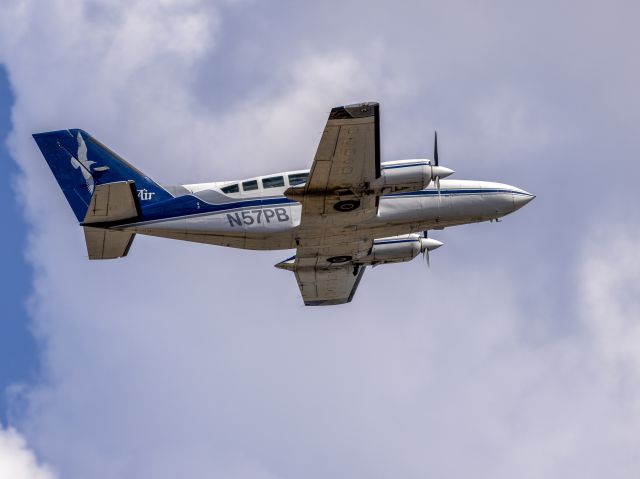 Cessna 402 (N57PB) - Take off 22R. Canon 600mm lens. 08-AUG-2022. These a busy, hard working aircraft. 