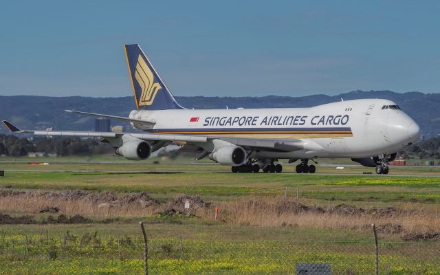 Boeing 747-400 (9V-SFP) - Singapore Airlines Cargo makes a rare movement from Adelaide. SQC7293 to Kuala Lumpur, then Singapore Changi.