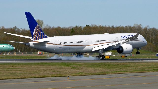 BOEING 787-10 Dreamliner (N12006) - UAL2686 from KIAD touching down on Rwy 34L on 4.1.19. (ln 814 / cn 60140).