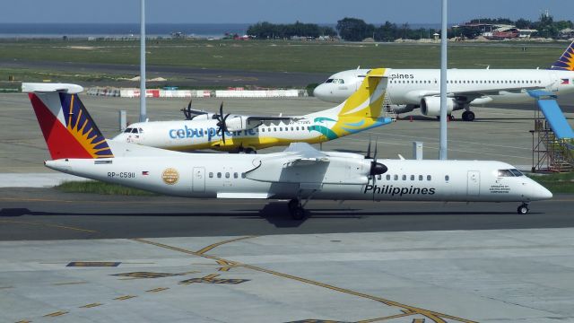 de Havilland Dash 8-400 (RP-C5911) - Philippine Airlines Dash 8 Q402 RP-C5911 at Cebu Mactan Airport Philippines 21 Nov 2019