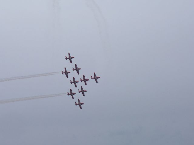 — — - Snowbirds fly the  "Concord" formation  over Courtenay BC