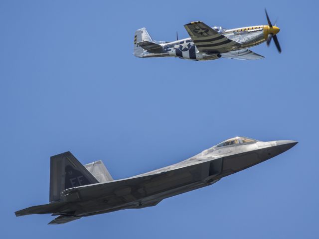 Lockheed F-22 Raptor — - F-22 and P-51 at the Dayton Airshow. 