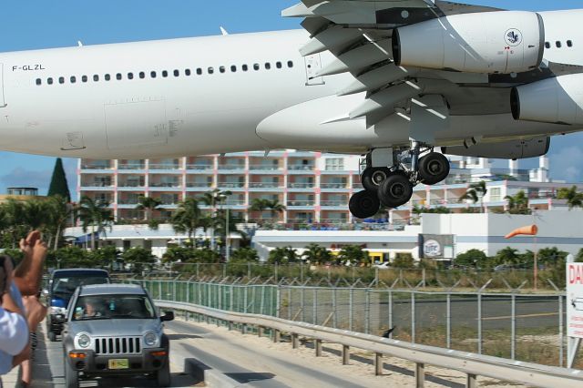 Airbus A340-300 (F-GLZL) - over the fence