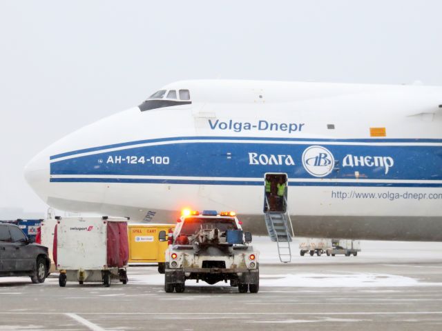 — — - AN124 just landed, parked and moment of open door.