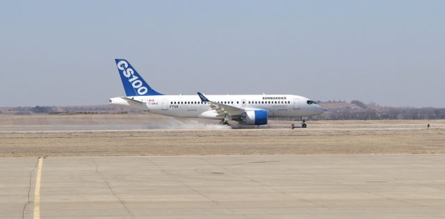 Bombardier CS100 (C-GWXK) - Bombardier CS100 water test, Mar 9,2015