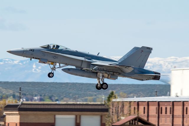 McDonnell Douglas FA-18 Hornet (16-3988) - Departing on burner for a training flight