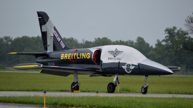 Aero L-39 Albatros (ES-YLN) - The lead ship of the Breitling Jet Team sitting on a rain soaked ramp at the 2015 Vectren-Dayton Air Show.