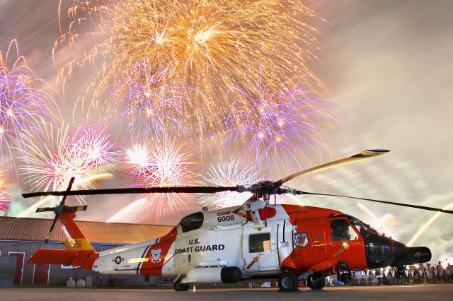 Sikorsky S-70 (C6008) - A Traverse City Jayhawk at the Wednesday night firework show at AirVenture 2023.br /br /This 1991 Sikorsky MH-60T Jayhawk is operated by the USCG’s Ninth District at Coast Guard Air Station Traverse City. br /br /7/26/23