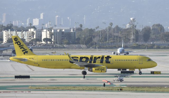 Airbus A321 (N671NK) - Taxiing to gate at LAX
