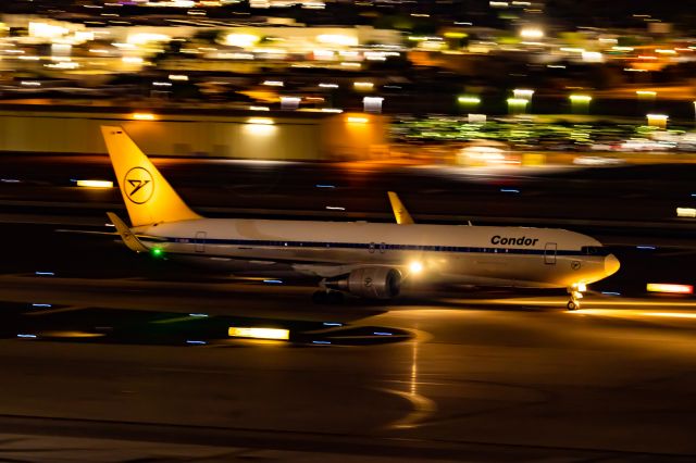 BOEING 767-300 (D-ABUM) - Condor Airlines 767-300 in retro livery landing at PHX on 9/22/22. Taken with as Canon 850D and Canon EF 70-200mm f/2.8L IS II USM.