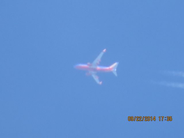 Boeing 737-700 (N478WN) - Southwest Airlines flight 540 from OKC to STL over Baxter Springs Kansas (78KS) at 40,100 feet.