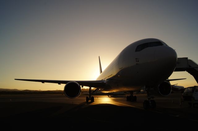 BOEING 767-200 (P4-CLA) - Silhouette shot on the apron at Gold Coast Airport, Queensland Australia.