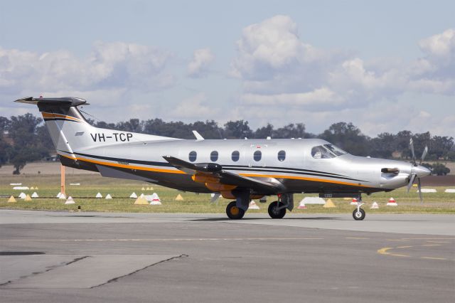 Pilatus PC-12 (VH-TCP) - Argile Aviation (VH-TCP) Pilatus PC-12 NG taxiing at Wagga Wagga Airport.