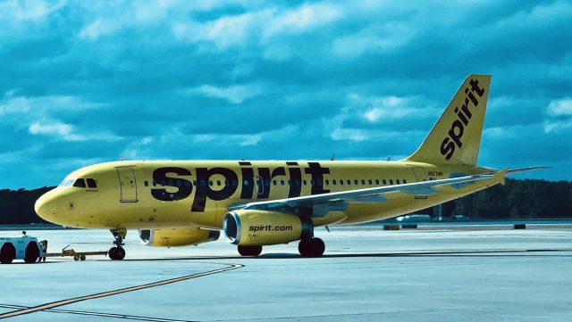 Airbus A319 (N517NK) - Spirit Airlines A319 pushing back from the gate at Myrtle Beach International Airport.