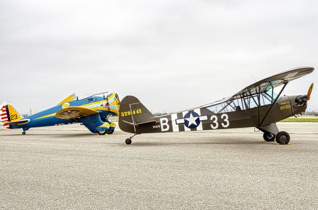 CHAIKA L-4 (N48679) - N48679 Piper L-4 Grasshopper and N3378G Boeing P26 Peashooter and the Planes of Fame Airshow, May 2019