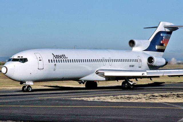 VH-RMY — - ANSETT AIRLINES OF AUSTRALIA - BOEING 727-277/ADV - REG : VH-RMY (CN 20978/1083) - KINGSFORD SMITH SYDNEY NSW. AUSTRALIA - YSSY 27/6/1988 35MM SLIDE CONVERSION USING A LIGHTBOX AND A NIKON L810 DIGITAL CAMERA IN THE MACRO MODE.