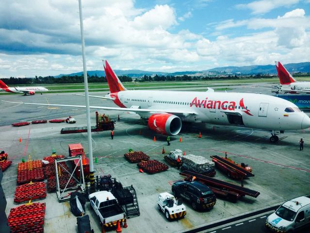 Boeing 787-8 (N783AV) - AVIANCA B787 PARKING AT THE GATE ON SKBO AIPORT!