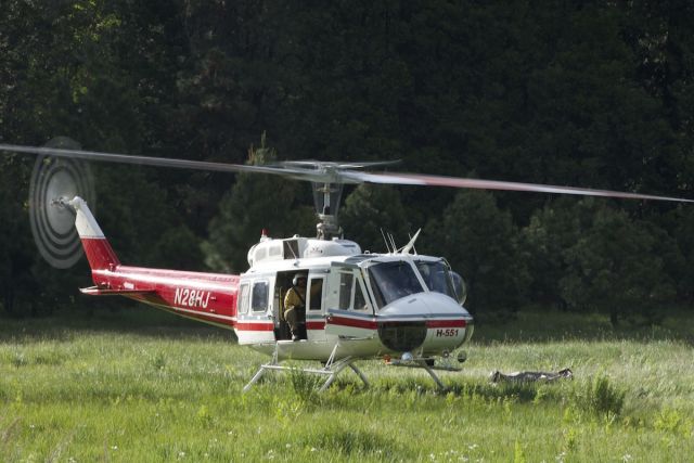 N28HJ — - Watching the park rangers/climb rescue practice their skills. This Bell 205A was taking off from the meadow at the bottom of El Capitan in Yosemite CA.