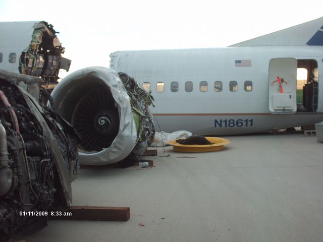 Boeing 737-700 (N18611) - #1 engine that departed the plane after it came to rest.