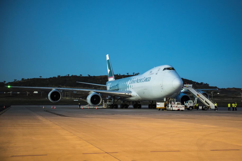 BOEING 747-8 (B-LJA) - Cathay Pacific Cargo B747-8F B-LJA Hong Kong Trader livery parked on the apron at Brisbane West Wellcamp Airport Toowoomba Qld Australia on 25-07-2017. Another weekly load of fresh produce from the Darling Downs region of Queensland heading to Asia.  