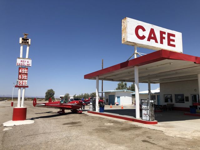 ERCO Ercoupe (N5615F) - Getting auto-gas, Roy's Amboy, CA