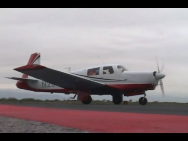 Mooney M-20 (N2945L) - Touchdown in Ciudad Victoria, Tamoulipas, Mexico.  There is 110 shoebox size presents packed in that cabin for the poor children there.