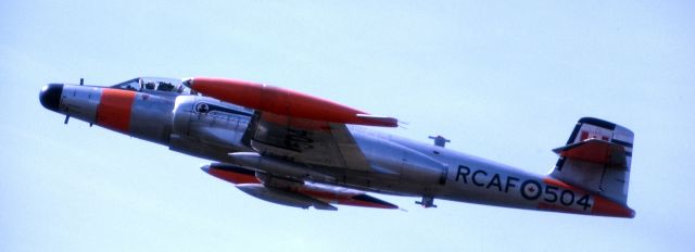 18504 — - August 1968 - Avro CF-100 18504 airborne off runway 24R at Saint-Hubert (CYHU)