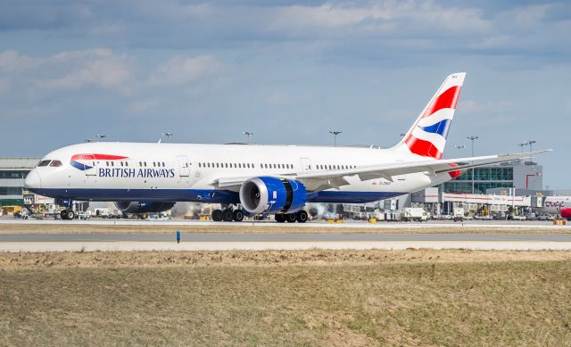 Boeing 787-9 Dreamliner (G-ZBKF) - BA93 slows on runway 33R at YYZ arriving from London Heathrow