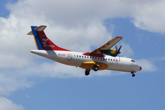 Airbus A320 (SX-LOS) - Sky Express ATR42. Ready for landing in Athens.